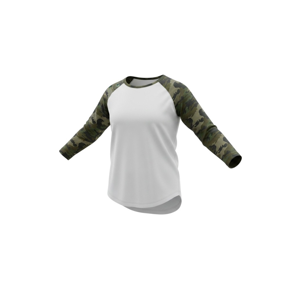 rue21 Raglan Top Womens Medium White Camo NWT Camouflage Long Sleeve Hem